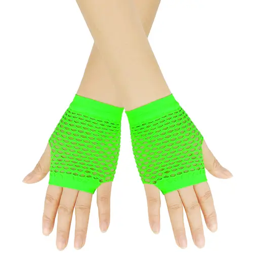 Solid color high-quality fingerless short fishing net gloves Fishing net fancy party dance mesh short gloves - Image 2