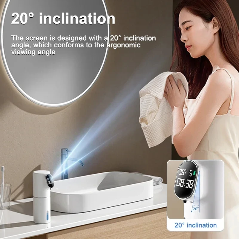 Soap Dispenser Hand Sanitizer Dispenser Refillable Bottle Soap Dispenser Bottle Foaming Soap Dispenser Refillable Plastic Bottles Foam Pump Bottle Smart Soap Foam dispenser 5 Gear Touchless 320ml Temperature Time Display Automatic Infrared Sensor