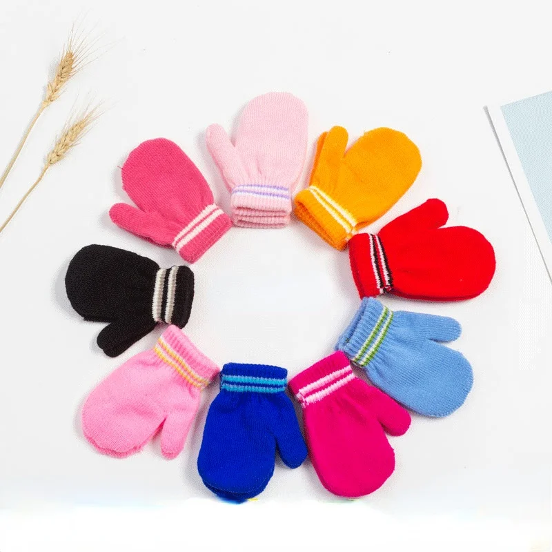 Baby Knit Gloves Winter Girl Boy Half Finger Flip Cover Mittens Children Boys Autumn Girl Mittens Baby Knitted Gloves