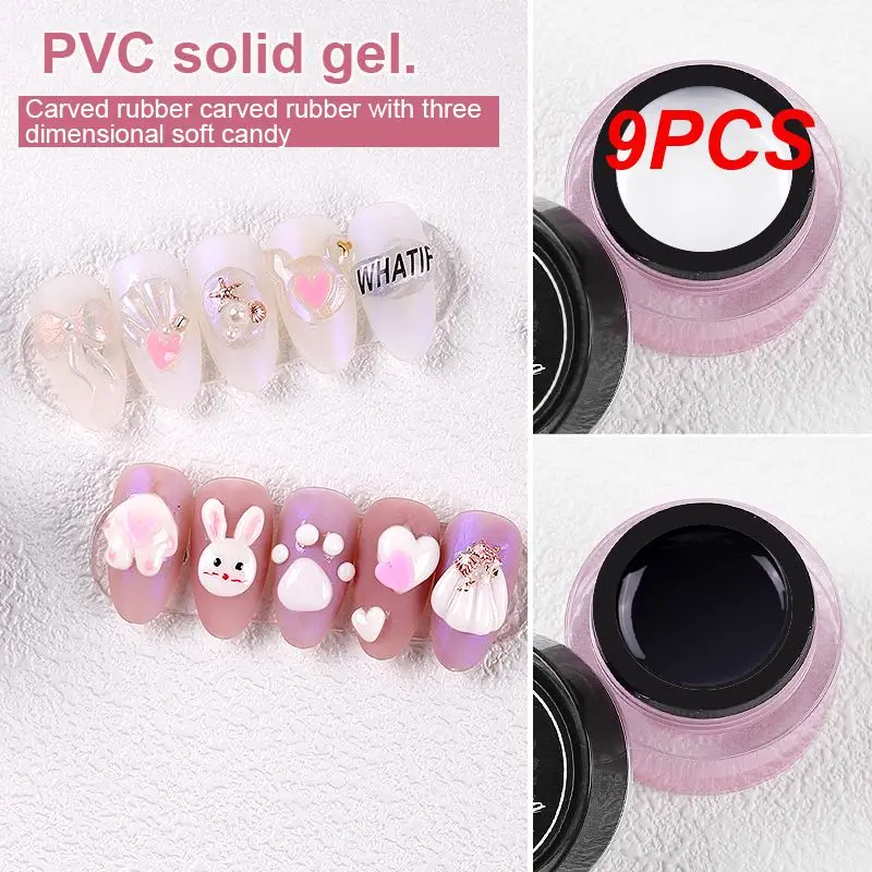 

9PCS Three-dimensional Universal Clay Soft Glue Carved Model Nail Art PVC Solid Gel Nail Clay Nail Art Decoratio 8ml TSLM1