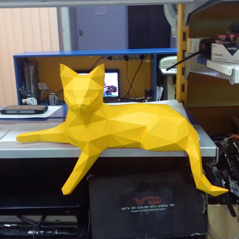 3D Papercraft Paper Sleeping Cat for Boy's Bedroom Wall Decor Art Home Hallway Party Decorations