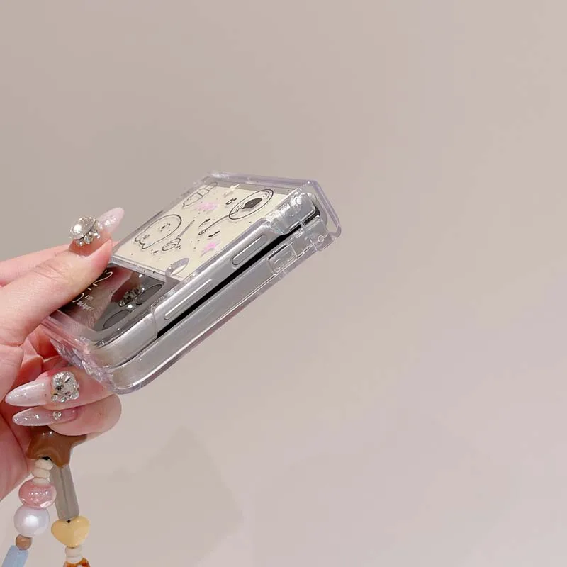 Cartoon Bear Skate Wrist Strap Anti Knock Back Case for Flip6 Flip5 Flip4 Flip3 Phone Case for Samsung Galaxy Flip 6 5 4 3 Capa_voghion.com