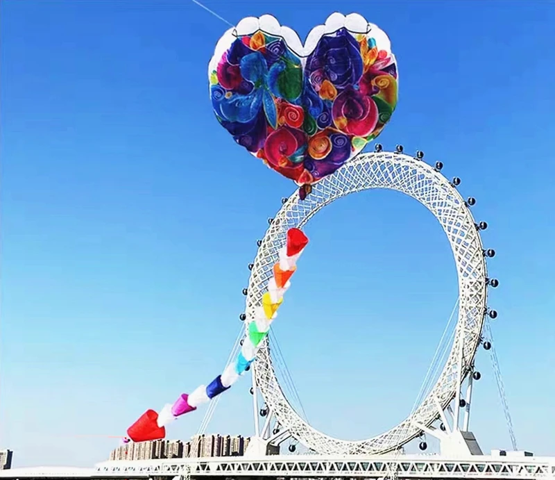 Heart Shaped Soft Kite Inflatable Nylon Adult Kite Cometa Gigante Children's Kite Tear Resistant and Easy To Fly Beach Kites 5