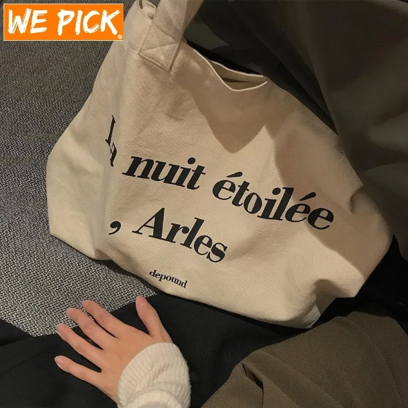 

WEPICK Холщовая Сумка для покупок с буквенным принтом, большой размер