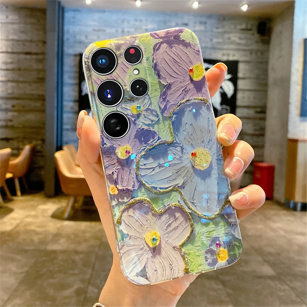 Glitter Flower Reflective Phone Case Cover