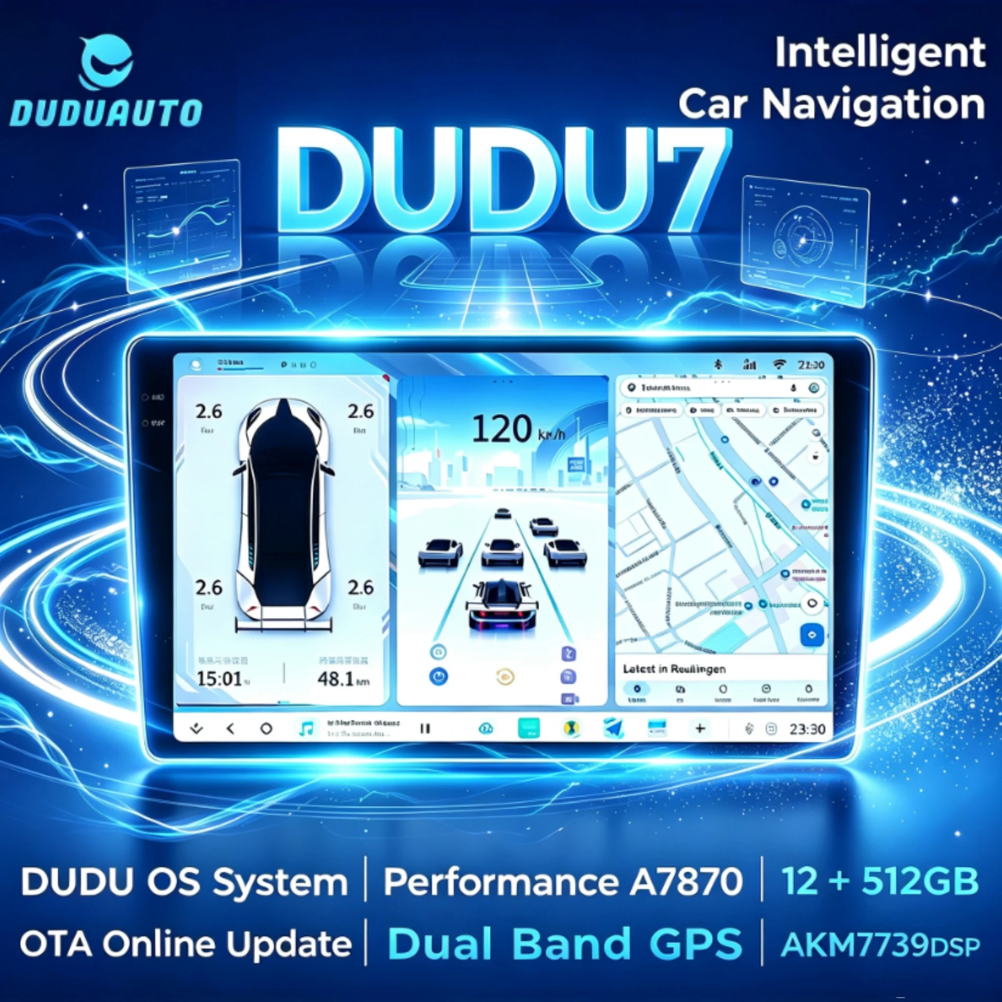DUDUAUTO EU Stock DUDU3 DUDU7 Unidad Principal Universal con Pantalla 2K, Radio Estéreo Android para Auto, Reproductor Multimedia, Carplay Inalámbrico, Android DSP, BT, para BENZ, BMW, Audi, VW, SEAT, Toyota, Fiat, Skoda, Renault, Peugeot, 8 Núcleos A7870 AKM7739, Unidad Principal Universal 1