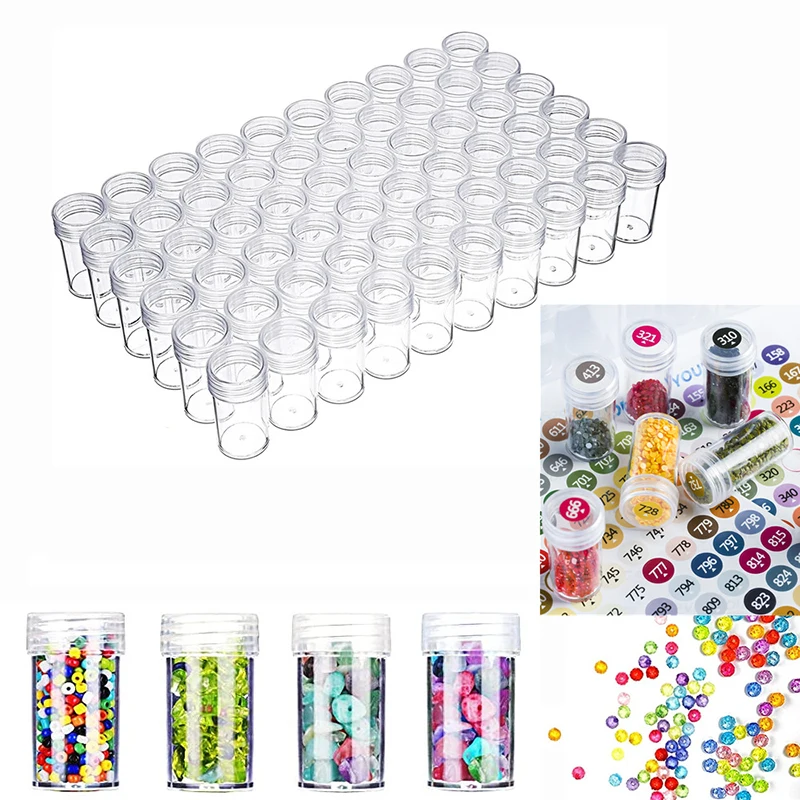 Diamond Painting Accessories Plastic Clear Round Storage Bottles Mini Transparent Jars Container Beads Organizer Tools
