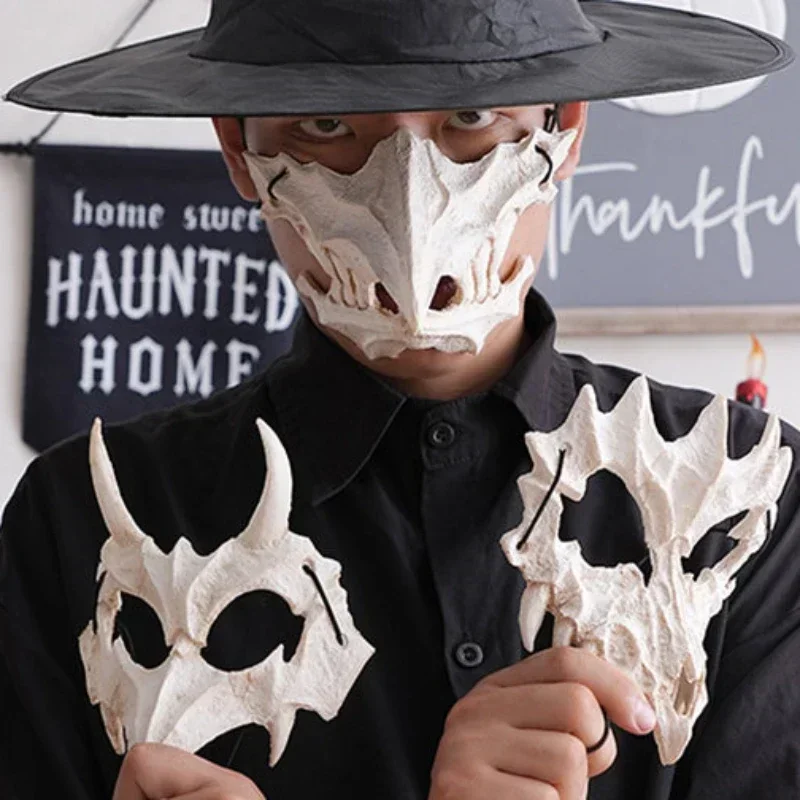 Half face mask masquerade mask Varieties of Halloween Half Face Mask Anime Dragon God Skeleton Bone Skull Animals Mask Cosplay Dance Party Prom Costumes Props