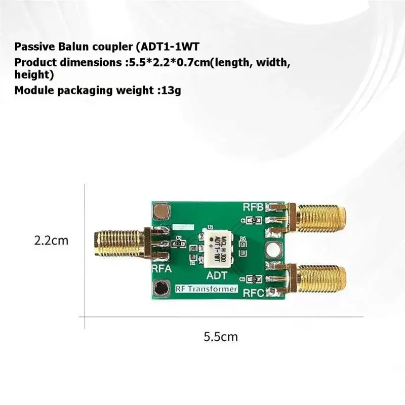 Electronexus-ADT1 패시브 발룬 모듈 구형파 펄스 클록 신호 변환기 50KHZ-800Mhz 차동식-단일 종단 보드,