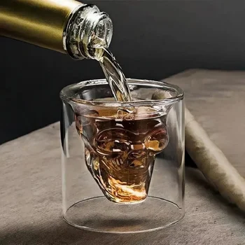 Tazze di vetro con teschio 25/75/150/250ml Crystal Clear Designer creativo Party Bar Vodka Bicchieri da birra Regalo novità unico 1