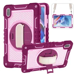 Children's Shockproof Tablet Case with Kickstand & Shoulder Strap, Compatible with 2024 and 10.4 - inch Models for MatePad SE 10.4 2022 (Rose)
