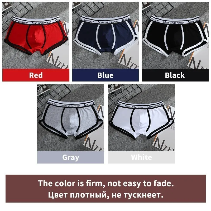 1/4pcs Men Underwear Boxers Cotton Panties Breathable Solid Boxershorts Male Mid Waist Underpants Trend Man Shorts Homme Shorts 4