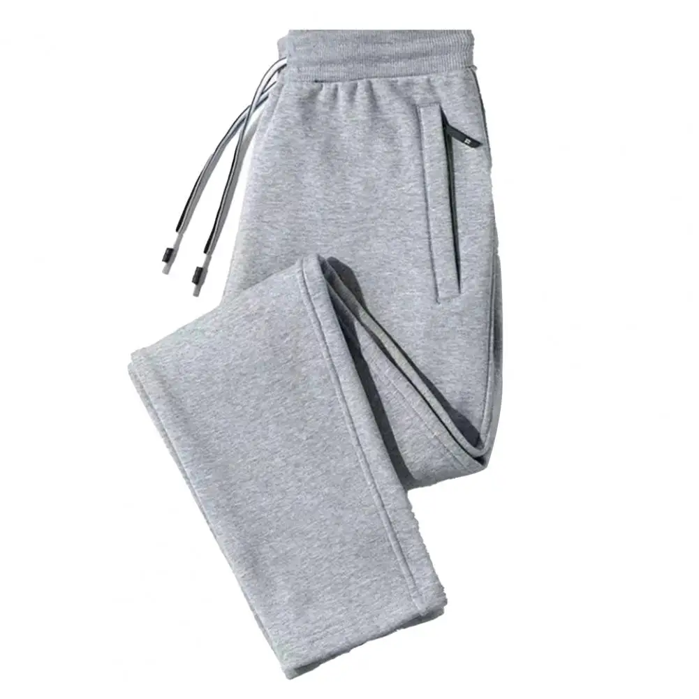 Description Picture 5 of itemMen Fleece Pants Men's Winter Warm Plush Wide Leg Pants with Elastic Waist Zipper Pockets for Sports Leisure Elastic Waist Pants