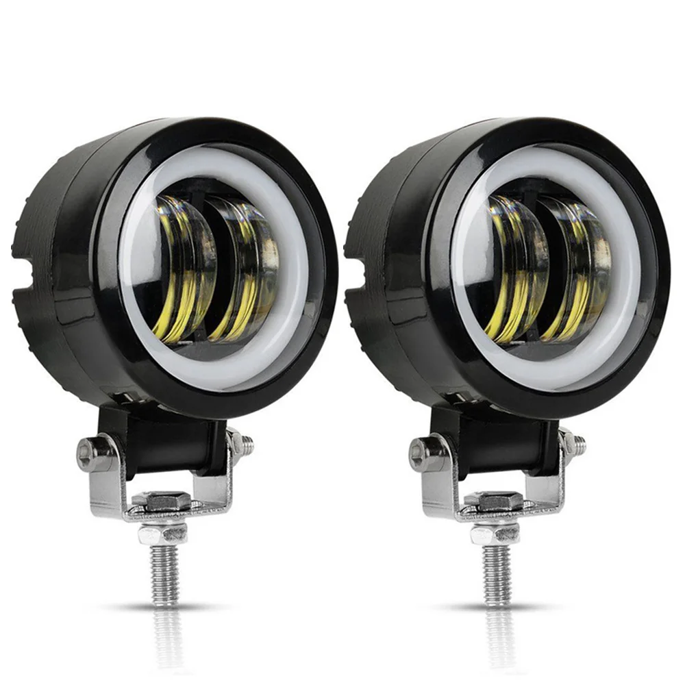 NEW 2PCS/1PC 12V-80V Waterproof Round Angel Eyes LED light Portable Spotlights Motorcycle Offroad Truck Driving Car Boat Work |