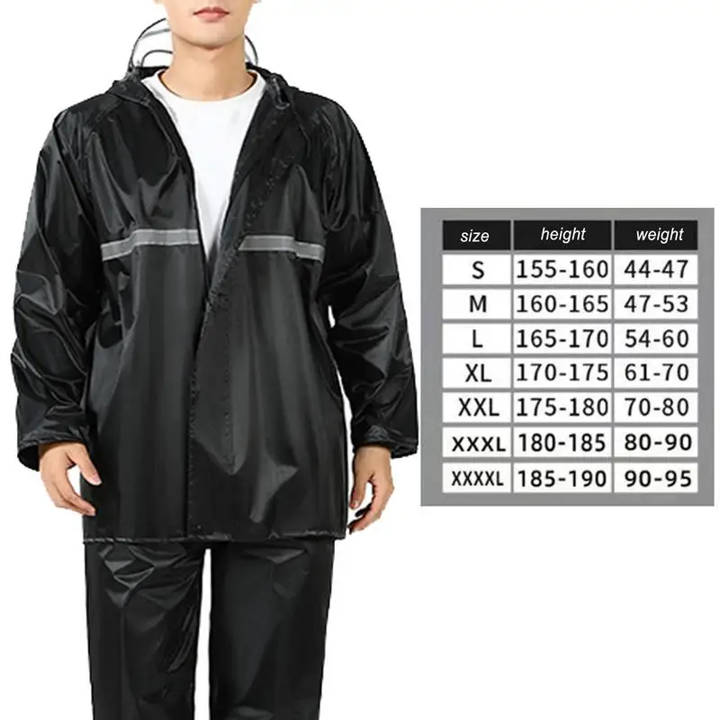 Motorcycle Rain Suit Waterproof Rain Suit Breathable Reflective Rainwear Hood Jacket And Pants For Adults