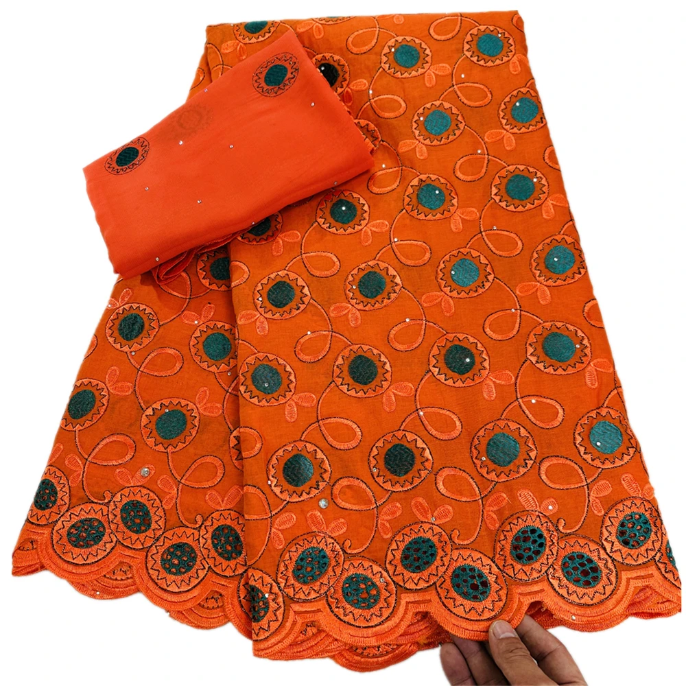 

Швейцарская кружевная ткань из вуали с камнями, новое кружево с вышивкой, африканские кружевные ткани, 100% хлопок, 5 ярдов