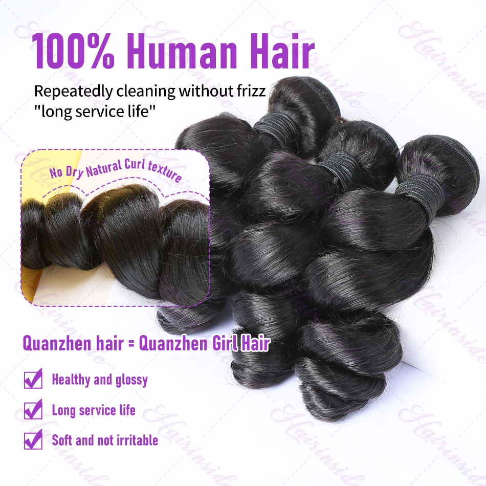 Human Hair Extensions Loose Wave 30 32 Inch Indian Raw Virgin Human Hair Bundles Deep Wave 3/4 Bundles Weft Tissage Curly