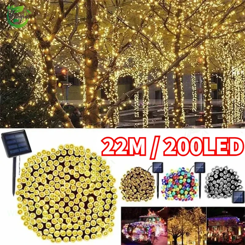 

6V 22M 200LED Solar String Light Fairy Garden Waterproof Outdoor Lamp Garland For Christmas Xmas Holiday Party Home Decoration