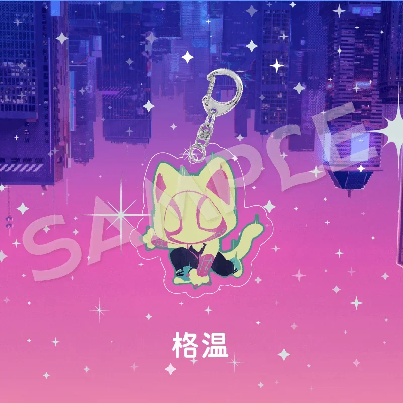 Disney Punk Accessories Across The Universe Kawaii Cat Cos Spider-Man Gwen Miles Cute Keychain Pendant Gift for Boys and Girls