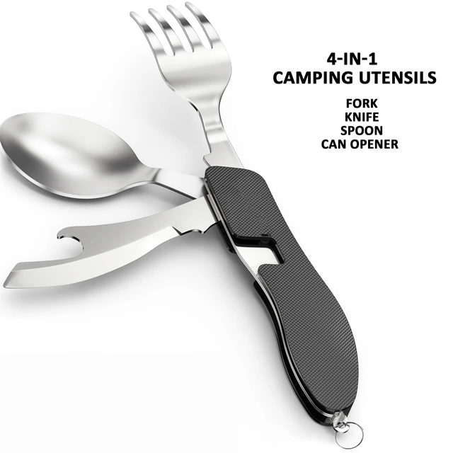 4 1 Outdoor Tableware Fork Spoon Knife Bottle  Stainless Steel Tablespoon  Set - Set - Aliexpress