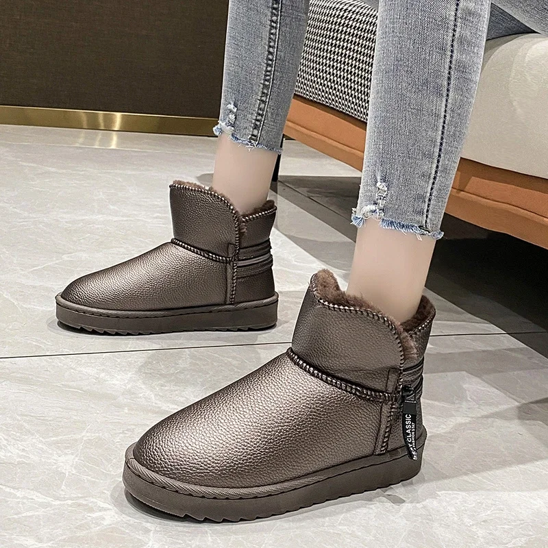 Winter Fashionable Unisex Snow Boots for Men, Outdoor Casual Boots, Warm Plus Velvet, Waterproof and Non-slip Women's Boots