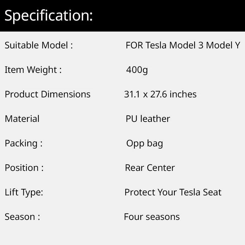 Auto Rückenlehnen schutz für Tesla Modell y Modell 3 Sitz lehne Schutz Kinder Anti-Kick-Matten schwarz Leder Innen zubehör – Detail 1