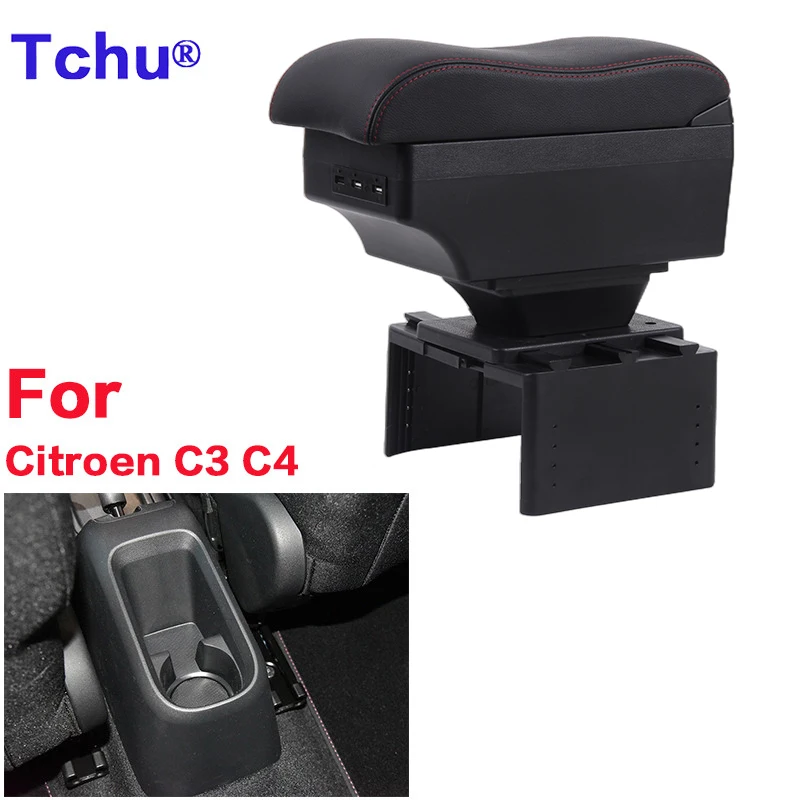 For C3 Citroen C4 Box Car Central Armrest Storage Box Auto Modified Usb - Armrests - AliExpress