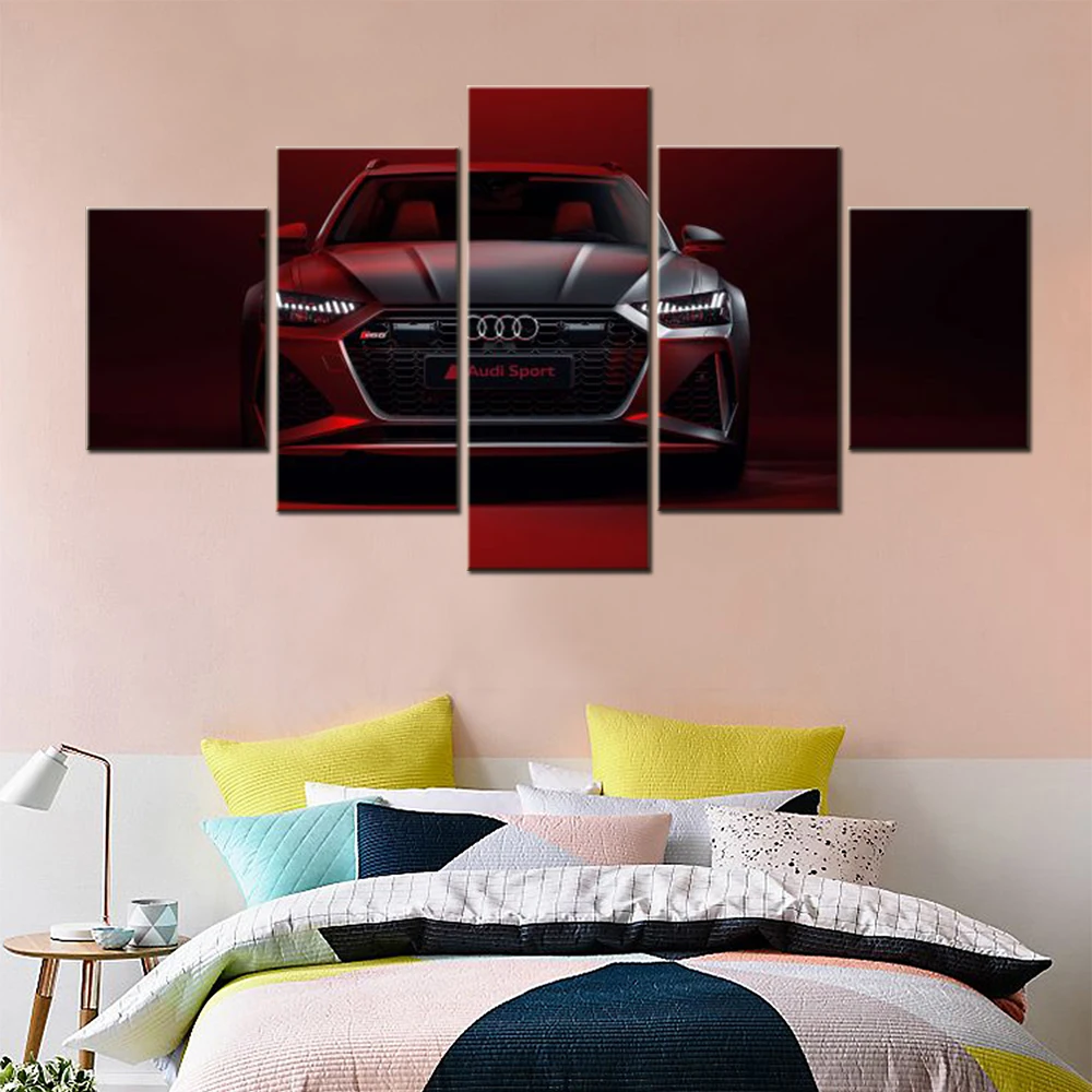 5 Pieces Canvas Art Poster Audi RS6 Car Decor Painting Living Room ...