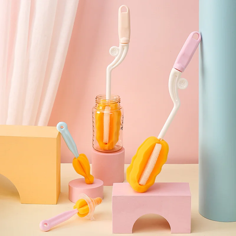 

360° Rotatable Bottle Brushes Cleaner Sponge Baby Bottle Brush Washing Brush for Cups Cleaning Tool