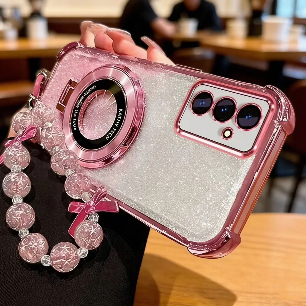 Luxurious Glitter Shockproof Phone Case with Bracelet Ring Holder Stand