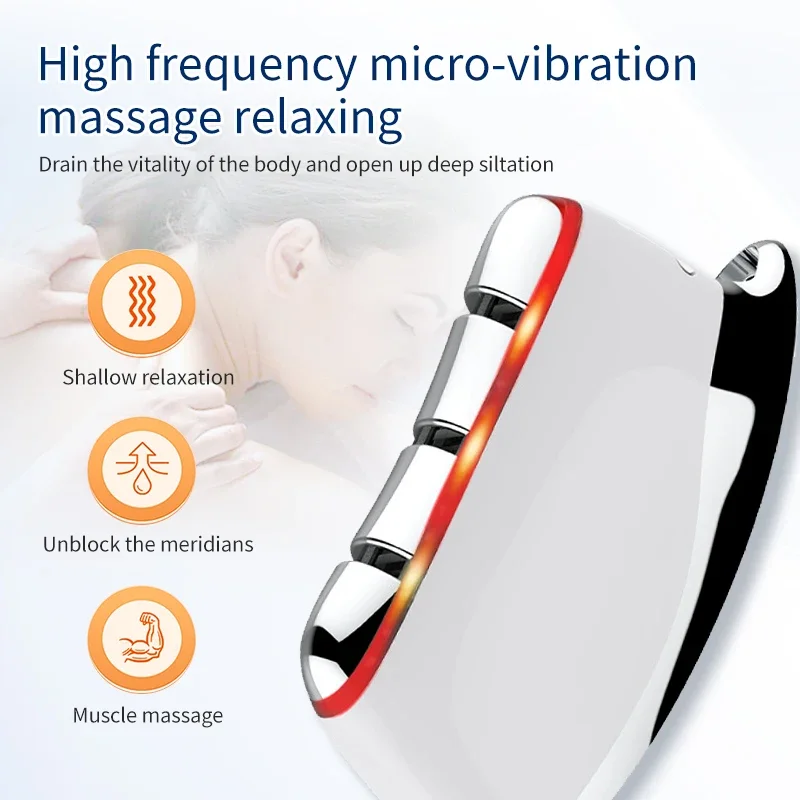 Facial EMS Dredging Meridians and Tightening Electric Constant Temperature Micro Current Scraping Board V-face Massage Brush