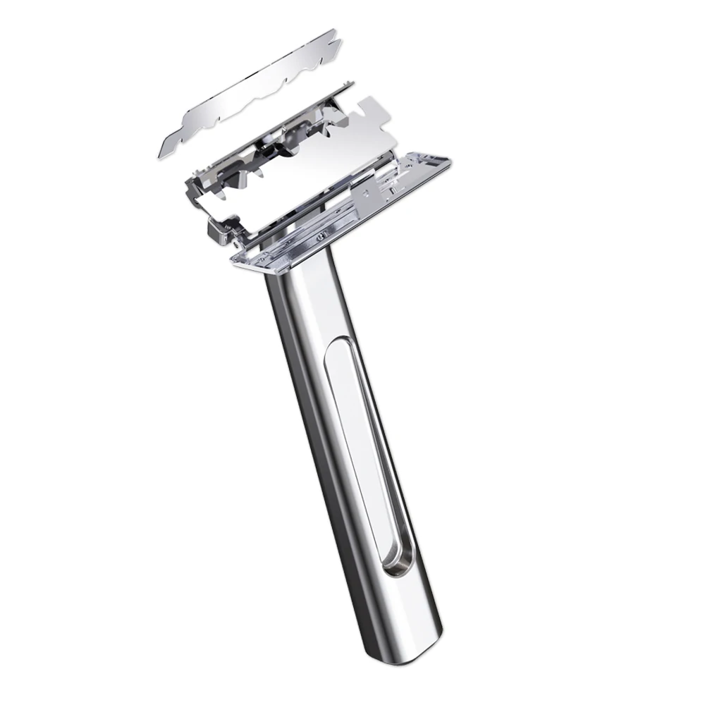 4D Super Double-edged Safety Razor Half Blade Shaver 20T Glide Pro Whityle With Travel Leather Storage Bag for Men Grooming Care