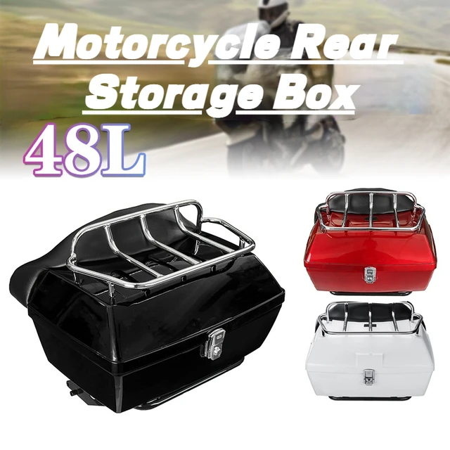 Universal Motorcycle Scooter Rear Luggage White Top case box 29L with  backrest 