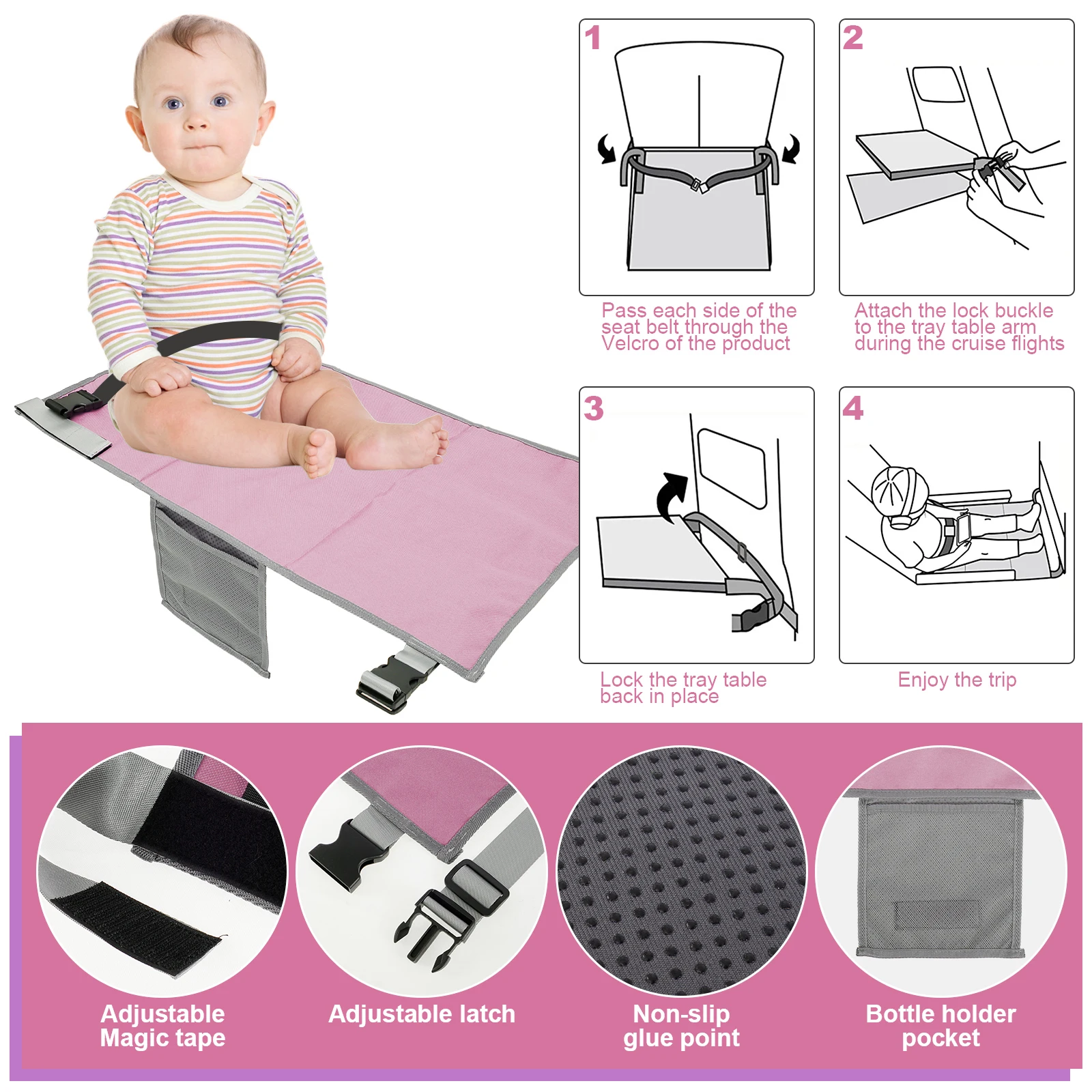 Travel Airplane Bed for Children – Seat Extender with Footrest and Storage Bag 3