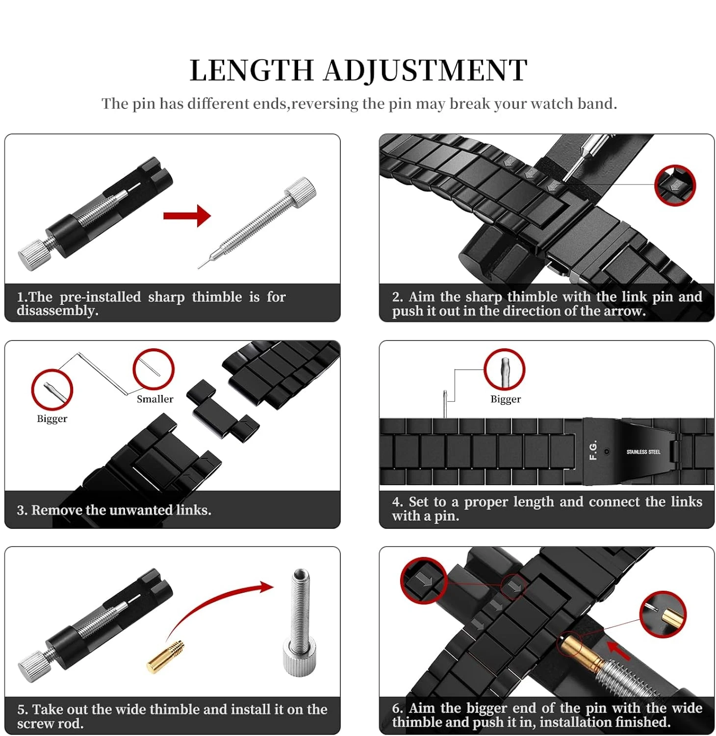 Elegant Stainless Steel Watch Strap - Premium Metal Belt