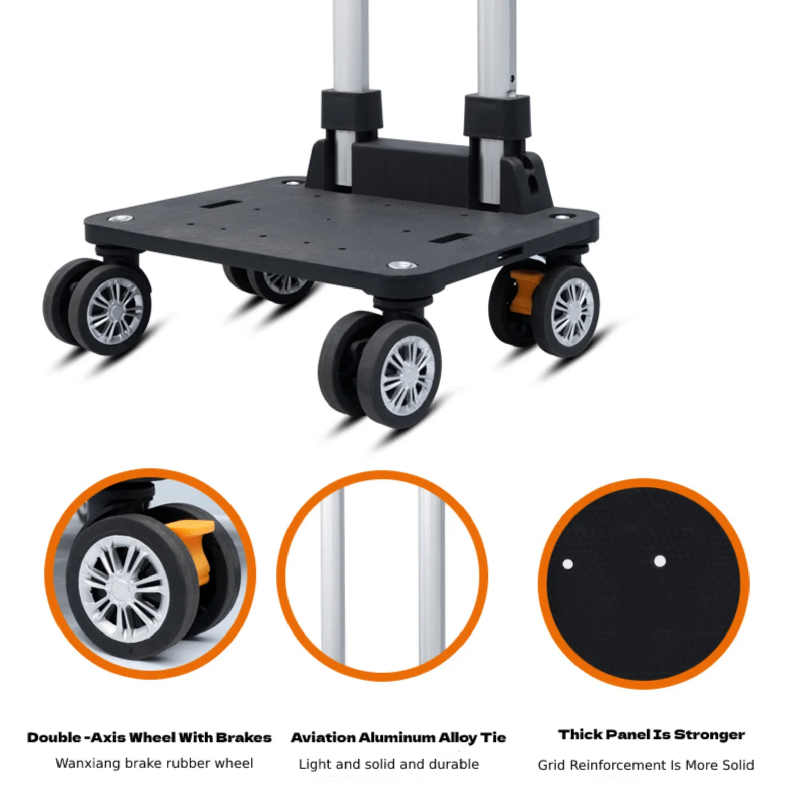 Portable Folding Luggage Cart Luggage 5-Wheel Trolley Lightweight Folding for School Bag Home Travel Shopping Hand Truck