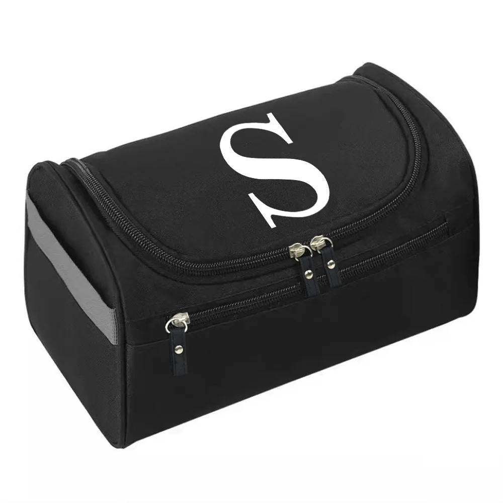 New Men Toiletry Organizer Male Shaving Cosmetic Case Waterproof Travel Wash Aaccessories Storage Bag White Letter Print Handbag 3