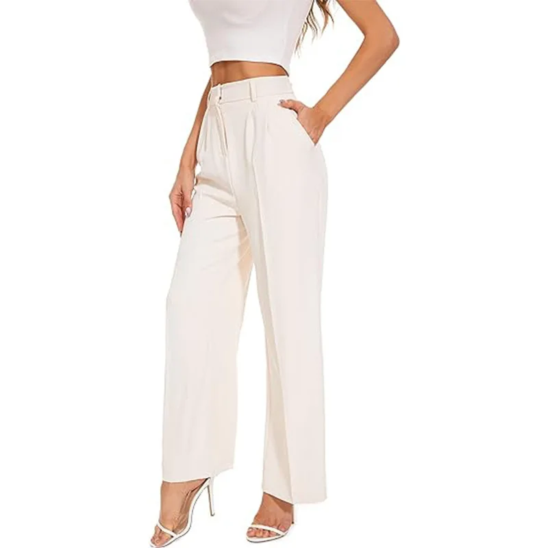 Women's Casual Comfortable Temperament Commuter High-waisted Wide-leg Trousers Loose Straight Leg Trousers