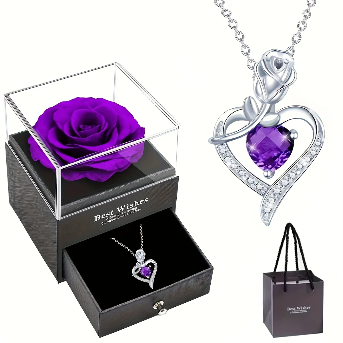 Rose Mom Herz Anhänger Halskette, Freundin Liebe Schmuck Geschenk für Mama, Frau, Liebhaber, Tochter, Valentinstag, Muttertag