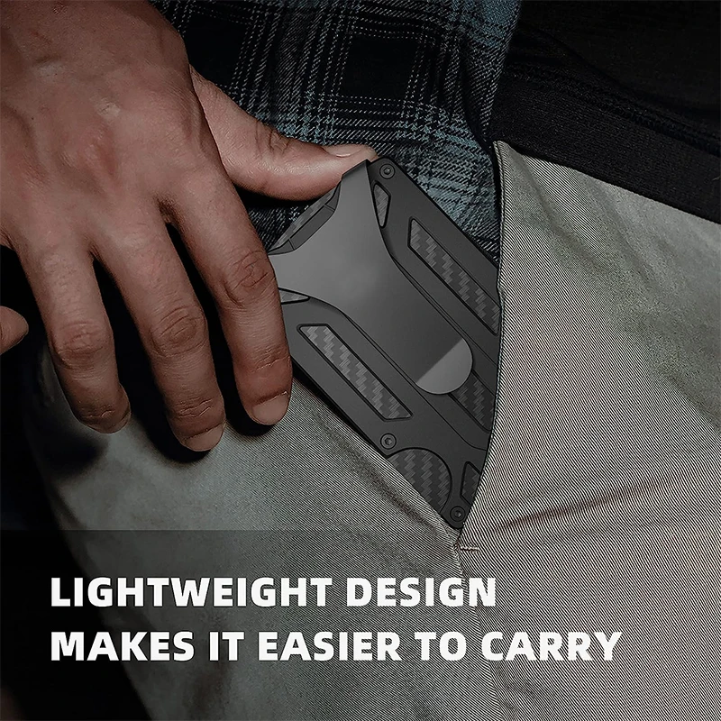 Airtag Carbon Fiber Card Holder Wallet For Men Outdoor Card Holder Practical Tactical Mini Smart Aluminum Metal with Airtag Case