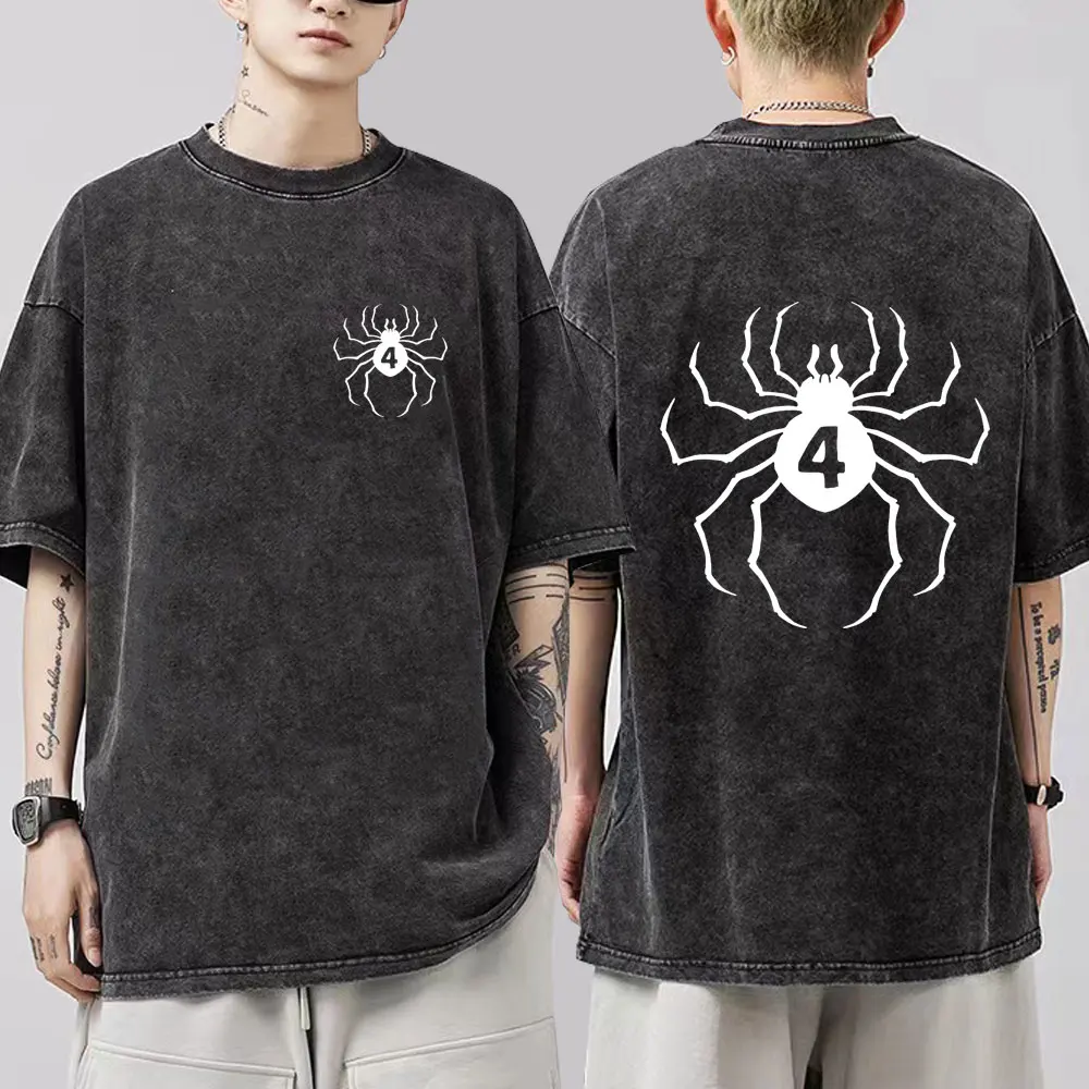 

Винтажная промытая футболка с аниме Hunter X Hunter для мужчин и женщин, свободная труппа Chrollo Lucilfer с коротким рукавом, в стиле Харадзюку, уличная одежда