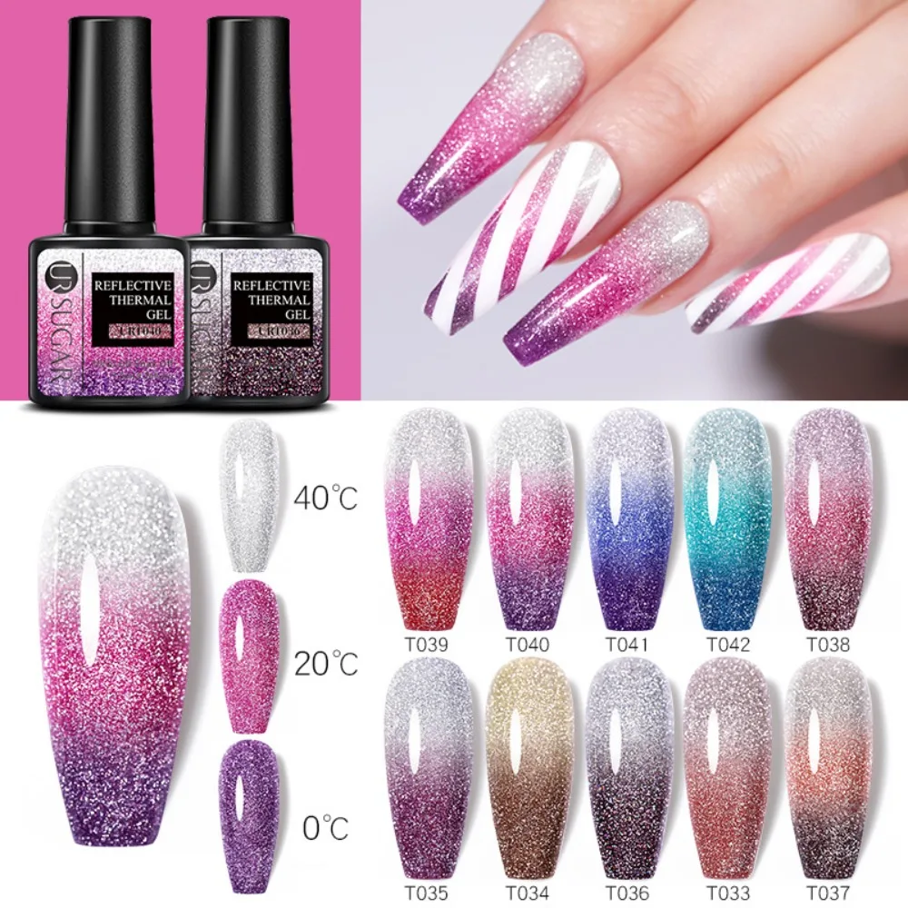 

7.5ml Glitter UV Gel Varnish Temperature Changing Nail Gel Polish Temperature Color Fast Drying Gradient Nail Varnish