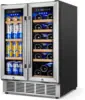 Wine and Beverage Refrigerator with Glass Door, 24-Inch Dual Zone Wine Fridge Under Counter - 18 Bottle and 65 Can Large Capacit 1