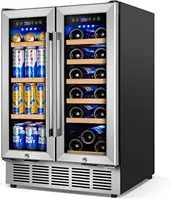 Wine and Beverage Refrigerator with Glass Door, 24-Inch Dual Zone Wine Fridge Under Counter - 18 Bottle and 65 Can Large Capacit 1