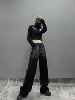 Denim Jeans Luxury Pants for Women 2025 Women's Summer Trousers Straight Loose Patchwork Trend Long Tie Dye Vintage Elasticity - Image 6