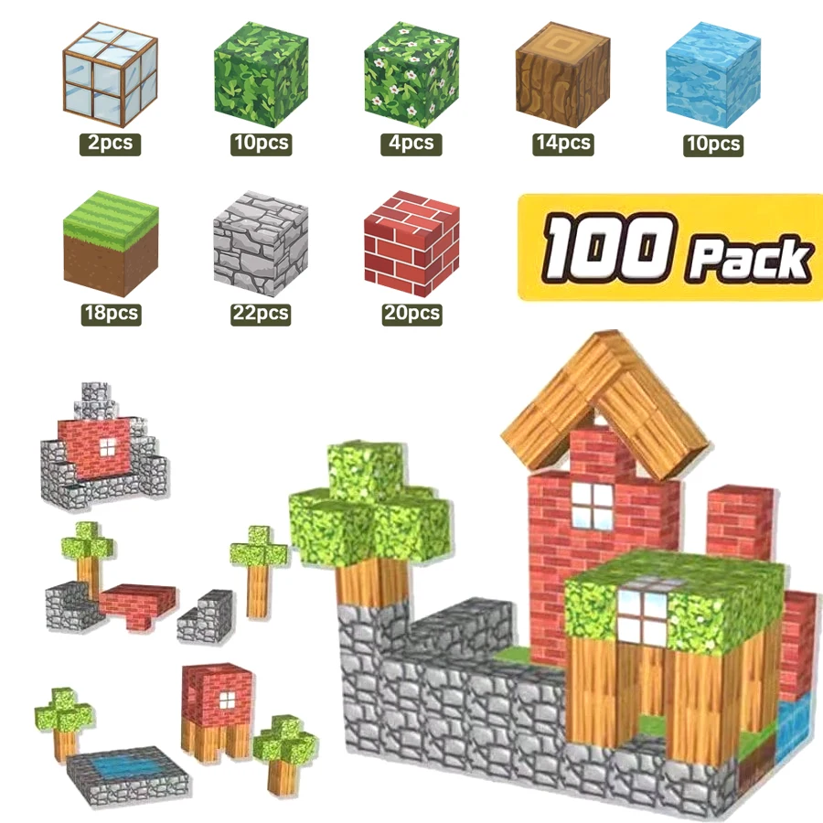100pcs Forest Series Magnetic Blocks Toy Set For Boys Girls Stem Montessori Sensory Cubes For Toddlers Gift magnetic building blocks,magnetic assembly toy