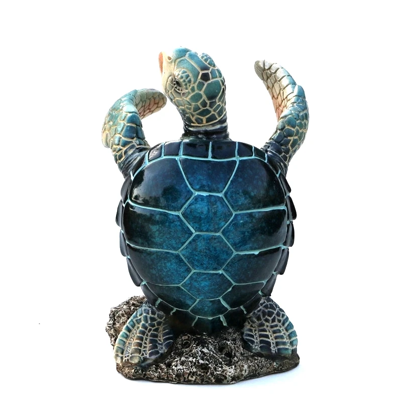 WorldBazzar Cracked Wood Tropical Nautical Turtle Hono Statue Wine Bottle Holder Tiki Bar Decor 10 