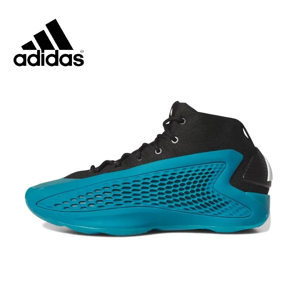 thumbnail image 1 of Zapatillas de baloncesto Adidas Original AE1 negras y grises de caña media con absorción de impactos y antideslizantes para hombre, 1 of 5