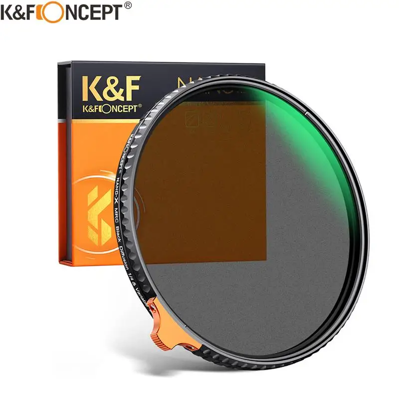 K&ampF CONCEPT ND2-32 1/4 Black Mist Diffusion Camera Filter lens Variable 2 in 1 ND Filters Video 49mm 52mm 58mm 62mm 67mm 77mm |