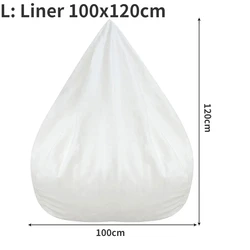Large Comfortable Outdoor Bean Bag Chair Cover - Lazy Seat Sofa Cover without Filler or Inner Liner (Inner Liner100x120cm)